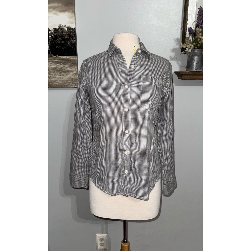 Bridge & Burn Ash slim black white check long sleeve button up womens top medium